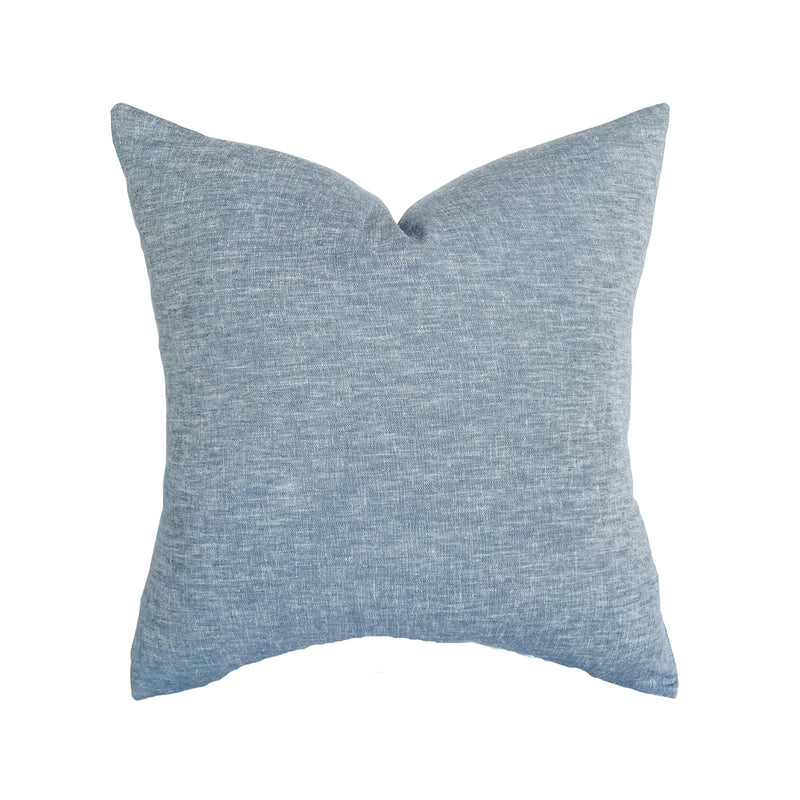 Chambray Blue Linen Down Alternative 20x20 Pillow - Anaya