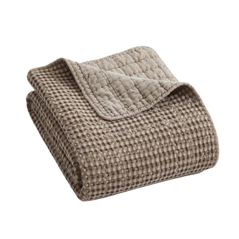 Cocoa Brown Waffle Quilted Throw Blanket