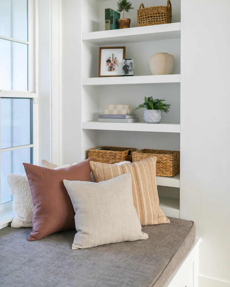 Marlow | Woven Tan Stripe Pillow Cover