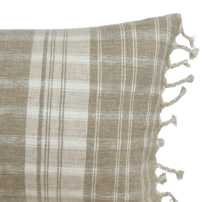 Thelma | Tan Cream Linen Stripe Pillow Cover